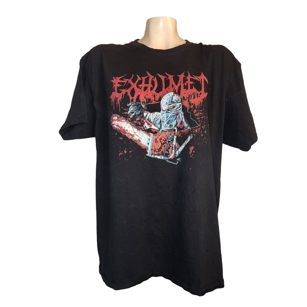 Exhumed Band T-Shirt Mens XL Black Chainsaw Graphic Death Metal heavy metal